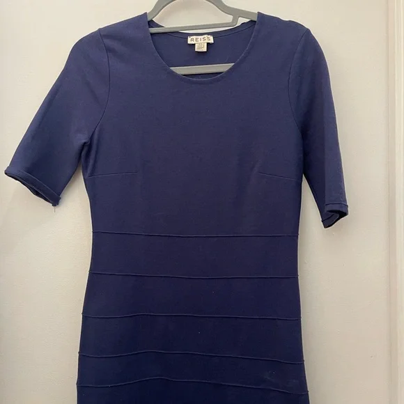 Reiss Blue Ribbed Bodycon Mini Dress - Picture 7 of 7